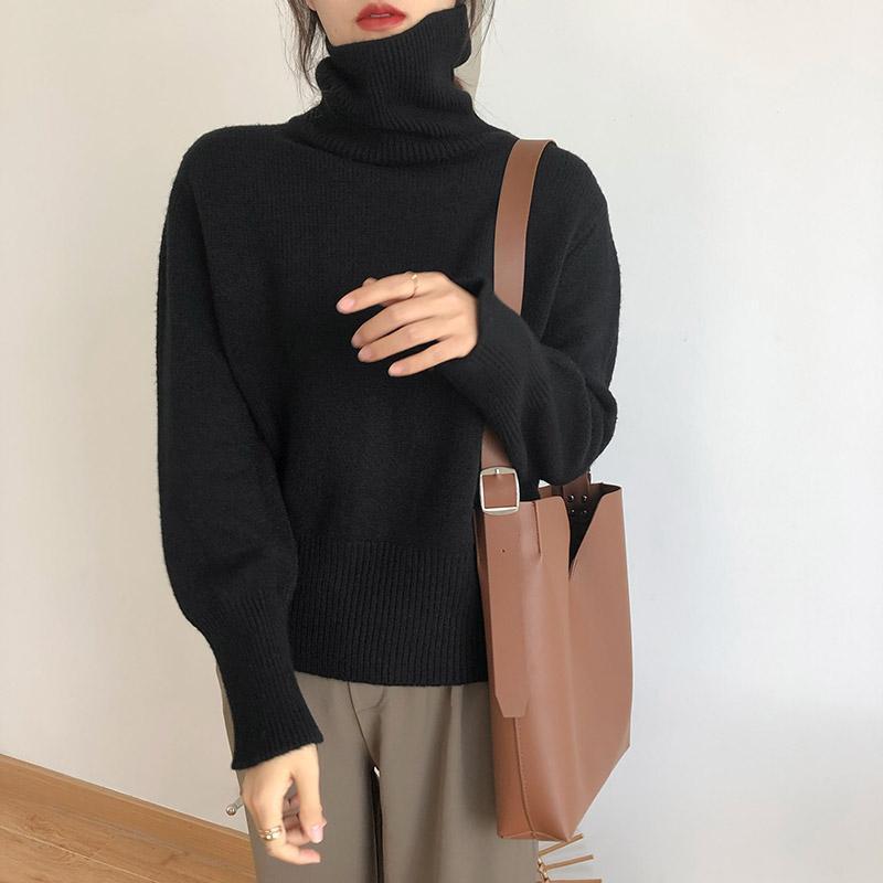 Lazy Style Turtleneck Sweater Women New Retro Loose Knit Top