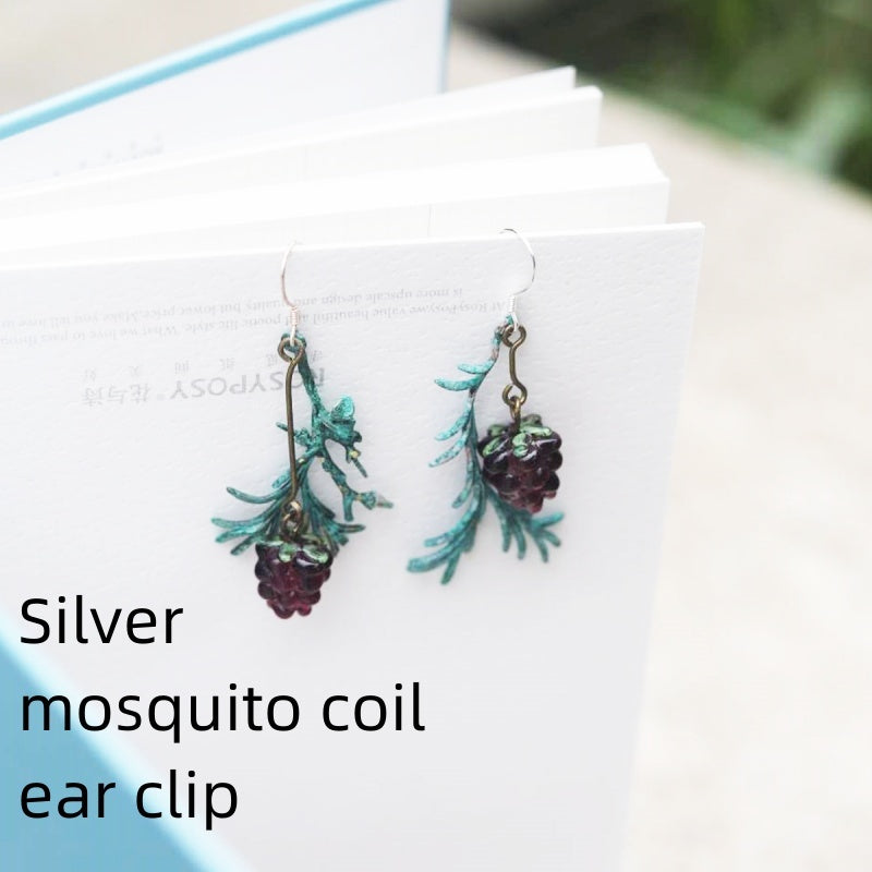 Vintage Raspberry Brass Eardrops: Nature-Inspired Chic