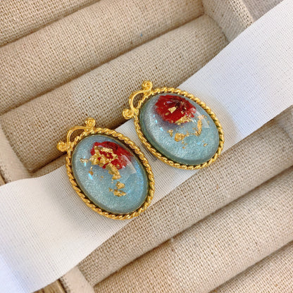 Vintage Jelly Glaze Earrings with Floral Touch