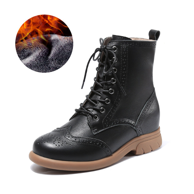 Women's Height Increasing Insole First Layer Cowhide Martin Boots