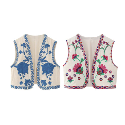 New Women's Embroidered Cardigan Vest