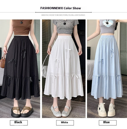 French Ballet Style Bow Layered Cake Dress Skirt For Women