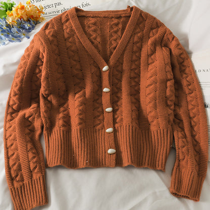 Single Breasted Cardigan With  Spaces And Long Sleeves