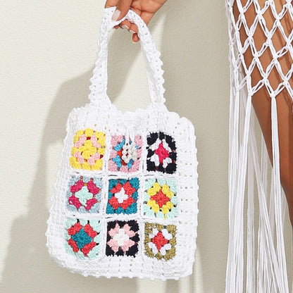 Mixed Color Non-Located Ethnic Hand Crochet Tote Bag