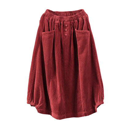 Retro Artistic Corduroy A-Line Skirt